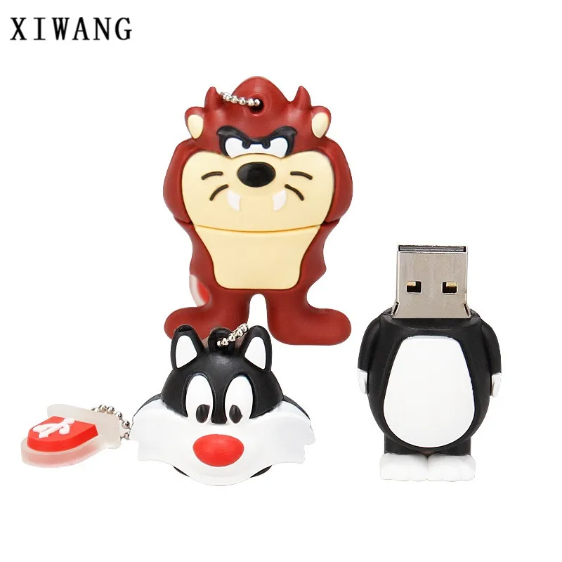 Серия с персонажами из мультфильмов о животных кошка Лев Кролик USB 2,0 usb флеш-накопитель 128 ГБ Флешка 4 ГБ 8 ГБ 16 ГБ 32 ГБ 64 Гб ручка-накопитель в подарок