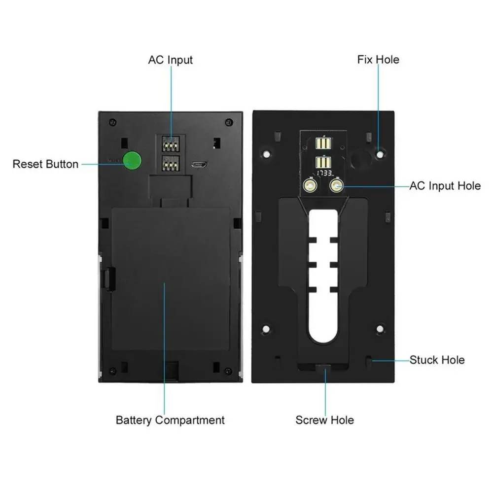 

Wireless WiFi HD 720P Video Doorbell Phone Remote Access PIR Motion Home Alarm System Rechargeable 18650 Battery Powered Suppies