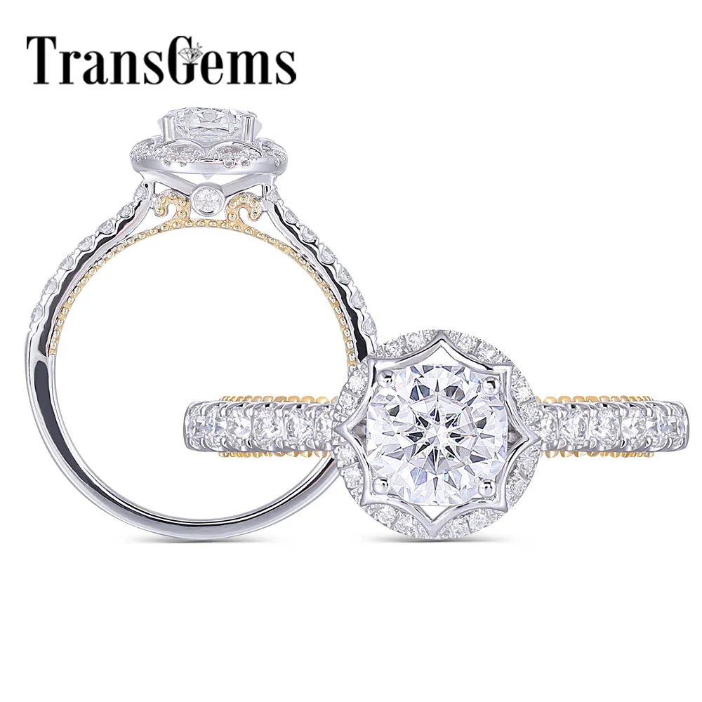 Помолвочные кольца Transgems 14K 585 белое и желтое золото 1ct 6X6mm F цветные Восьмиугольные