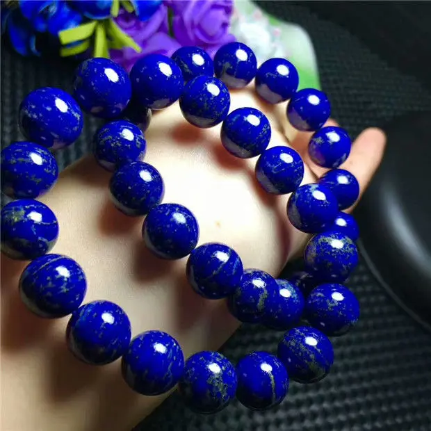 

Natural Royal Blue Lapis Lazuli Beads Bracelet AAAA 12-11.3mm