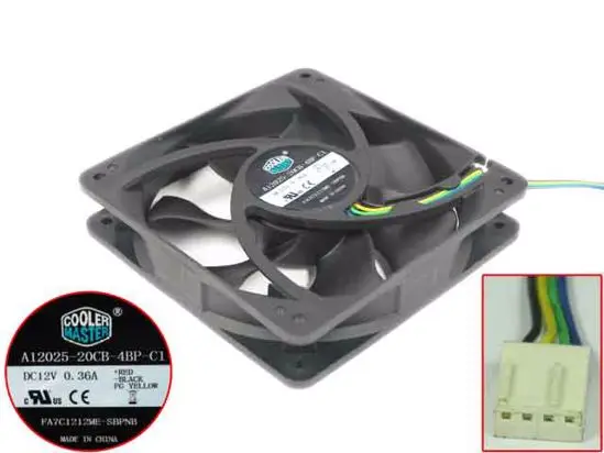 Master A12025-20cb-4bp-c1 Dc 12v 0.36a 120x120x25mm 4-wire Server Cooling Fan