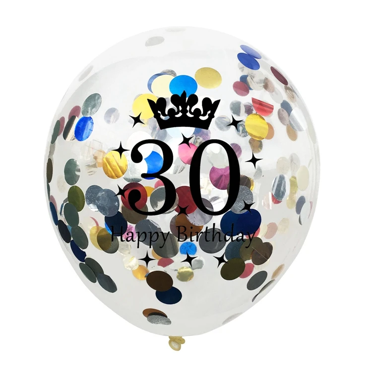 Multicolor 30 YORIWOO воздушный шар "Конфетти" латексные шарики 18 21 40 50 неоновые стикеры воздуха 30th День рождения украшения для взрослых Юбилей - Цвет: Multicolor 30