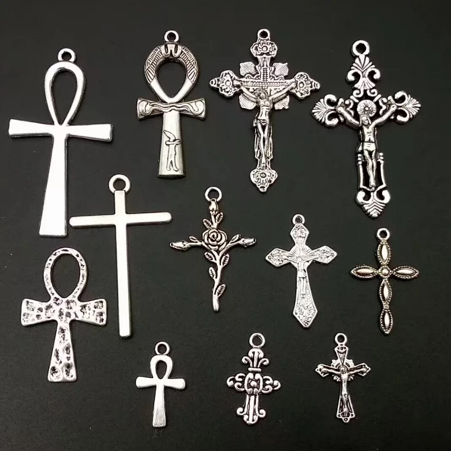 Fashion Vintage silver A variety of Roses Crosses Anh cross Ankh Charm bracelet&ampNecklace pendant Accessories M34 | Украшения и