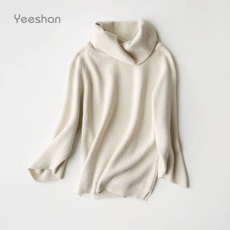 Yeeshan 90s Stand Collar Sweater Undershirt Woolen Knit Vintage Sweaters Women's and Pullovers Brand Autumn Coats | Женская одежда