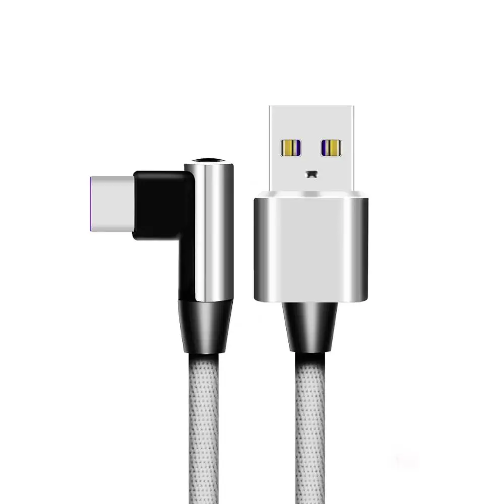 Белый 90 градусов usb type C кабель для передачи данных 5A USB-C кабель type-C супер провод для быстрой зарядки для huawei P10 P20 Pro mate 9 10 Pro type C кабель - Цвет: Белый