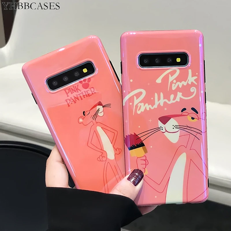 Мягкие чехлы YHBBCASES для Samsung Galaxy S8 S9 S10 Plus розовые с рисунком Пантеры чехол телефона