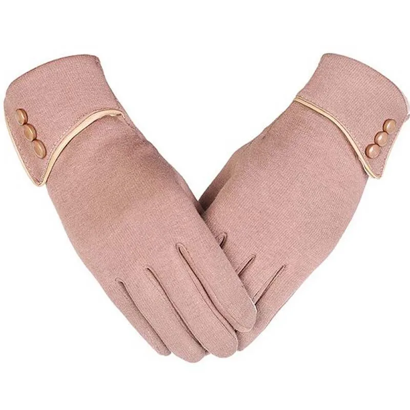 

XEONGKVI Europe America Fashion Buttons Mirco Velvet Gloves Mittens Brand Autumn Winter Touch Screen Women Handschoenen