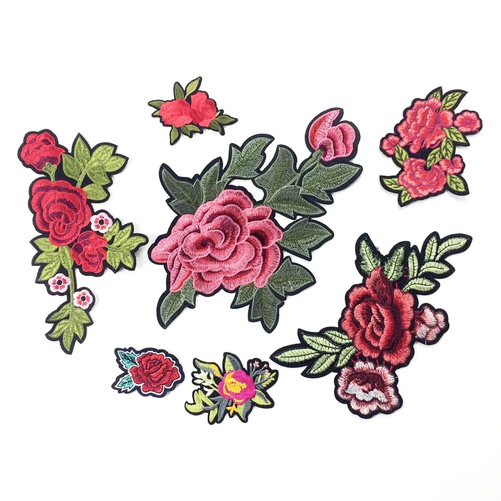Вышитая Цветочная аппликация для одежды вышитая Железная на нашивки в виде