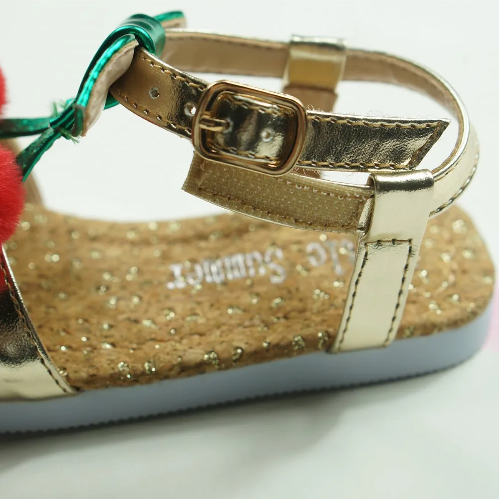 Прекрасный вишневый сандалии для девочек высококлассные микрофибры детская