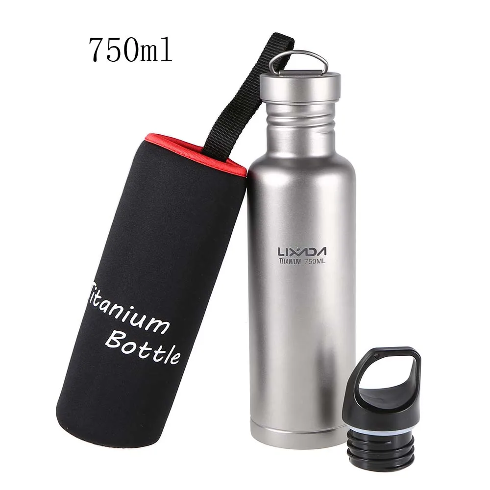750ML Lixada 500 мл/750 мл титановая бутылка для воды Сверхлегкая пластиковая крышка кемпинг на природе, езда на велосипеде бутылка с водой Посуда - Цвет: 750ML