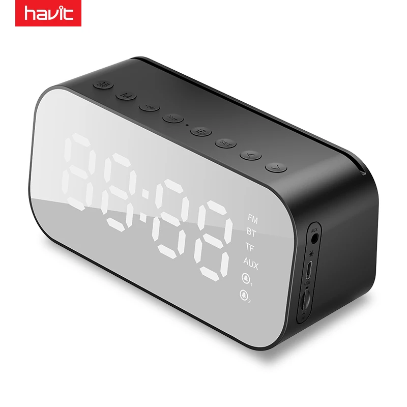 HAVIT Portable Bluetooth Speaker Alarm Clock Wireless LED Display Temperature With FM Radio Support Aux TF USB Music Player M3 |