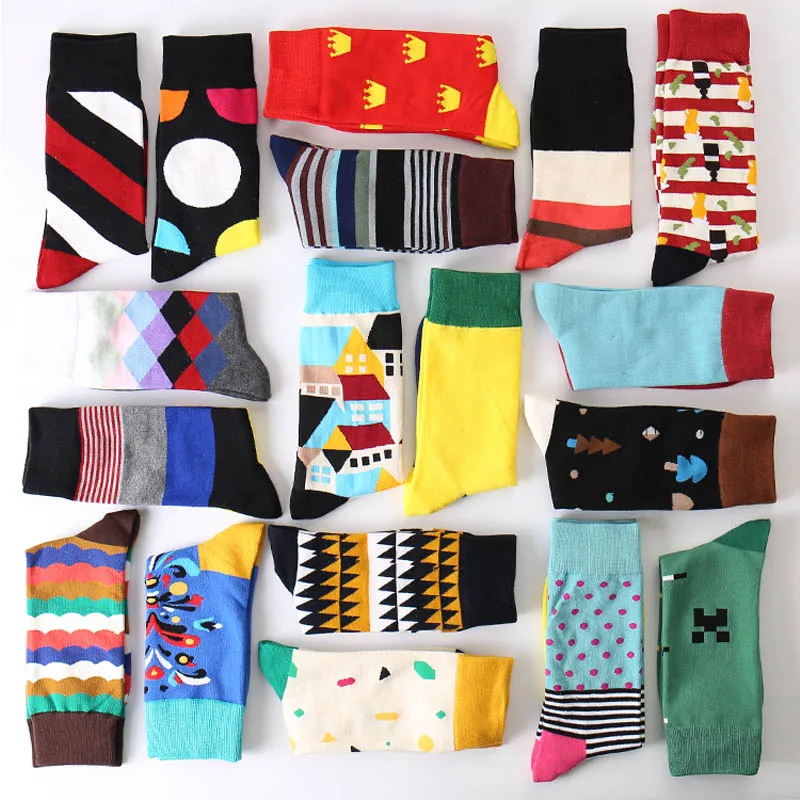 Мужские хлопковые счастливые носки подарок на Рождество Crew Lustige Socken LIONZONE