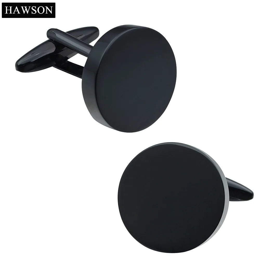 HAWSON модные круглые запонки простой стиль IP черные манжеты кнопки для белой