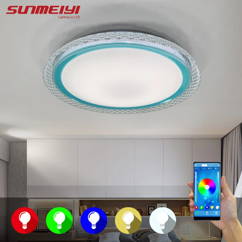 Современные RGB Светодиодные потолочные светильники Красочные Потолочные с Bluetooth