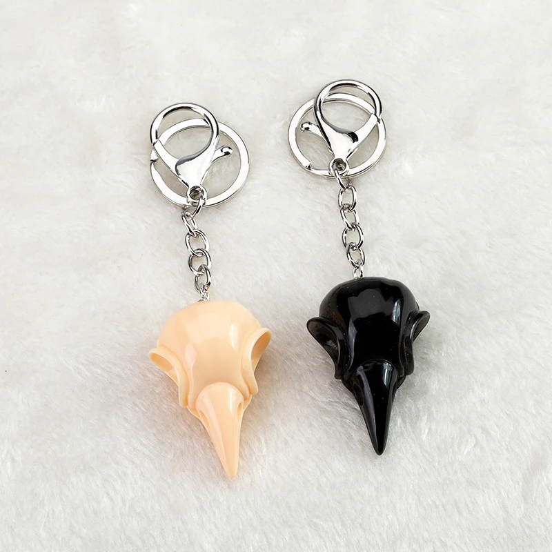 

1PC big resin raven head keychain flatback resin crow pendant charms resin keyring for jewelry