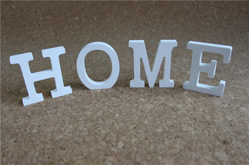 HOME Стоящий 8 см Искусственный деревянный дерево белые буквы Алфавит слова Свадебная вечеринка Декор для дома бабочка Корона кольцо с алмазом в форме сердца - Цвет: HOME