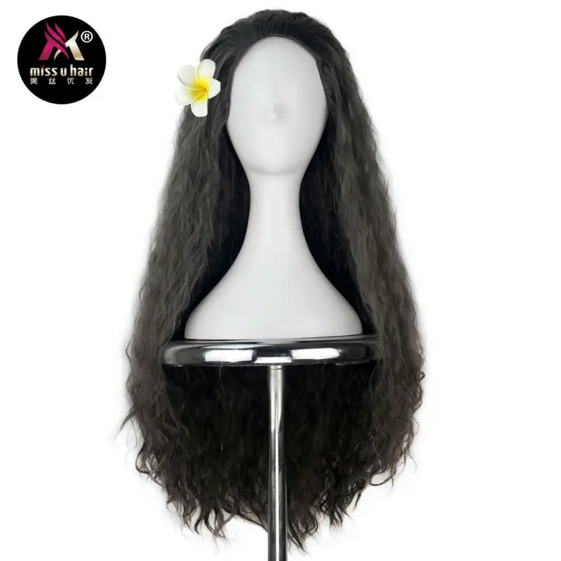 Женский длинный парик Miss U Hair кудрявый темно коричневый Моана черные волосы для