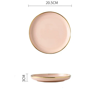 Pink 8 Inch Plate Розовое, Черное золото ход Керамика обеденная тарелка, столовая посуда фарфор оптом сервировочной Посуды Лоток для ключей, свадебные декоративные столовые приборы - Цвет: Pink 8 Inch Plate