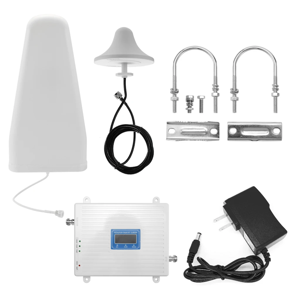 

Трехдиапазонный усилитель сигнала 110-220 В 900 1800 2100 GSM DCS WCDMA 2G/3G/4G LTE, универсальный усилитель сигнала, комплект интеллектуального ретранслятор...