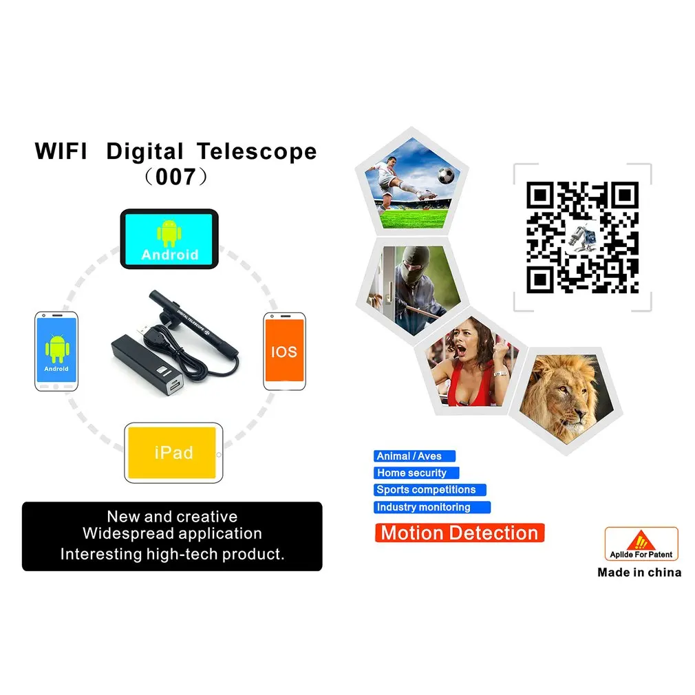 Смарт WIFI цифровой USB подзарядка телескоп Монокуляр охота Регулируемая