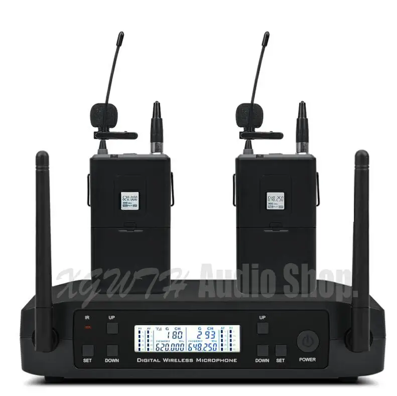 2 Laval Mic UHF GLXD4 Караоке ручной музыкальный инструмент поясной беспроводной микрофон 2 канала частота регулируемая профессиональная система - Цвет: 2 Laval Mic