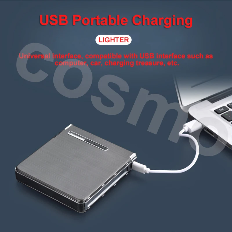 Сигареты USB электрические зажигалки тонкая алюминиевая металлическая