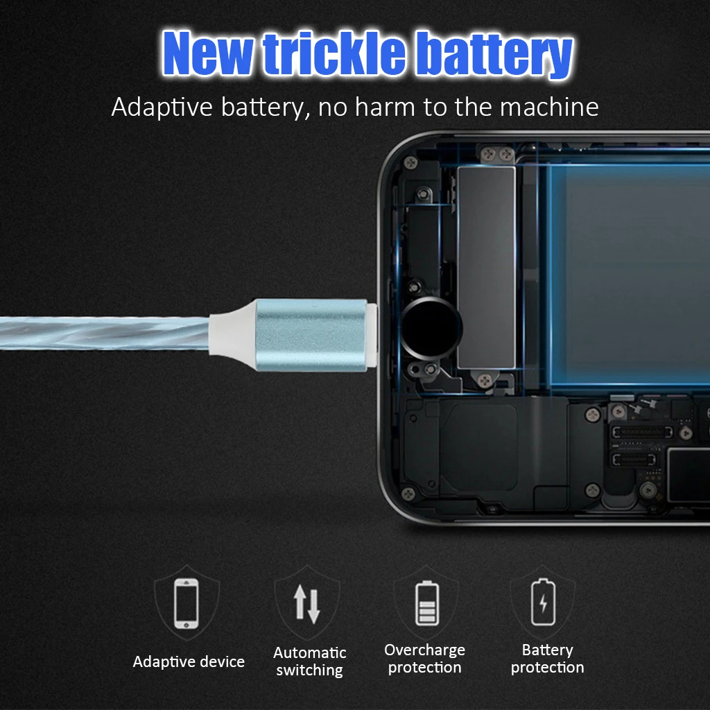 Кабель Micro USB/type C/Lightning 3 в 1 светодиодный кабель с током для зарядки iPhone huawei Sumsung смартфонов