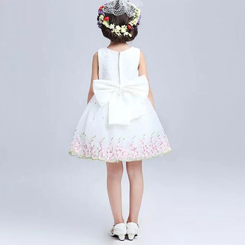 Бесплатная доставка Белый и Розовый Тюль Цветок Девочки Платья для Свадьбы с