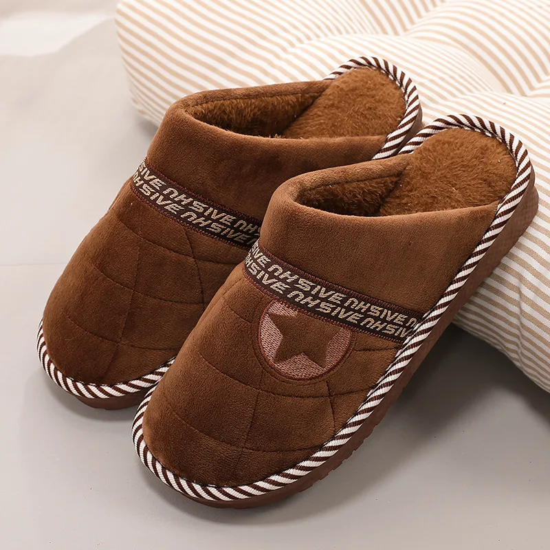 Мужские тапочки мужские зимние Тапочки низкий каблук одноцветная домашняя обувь