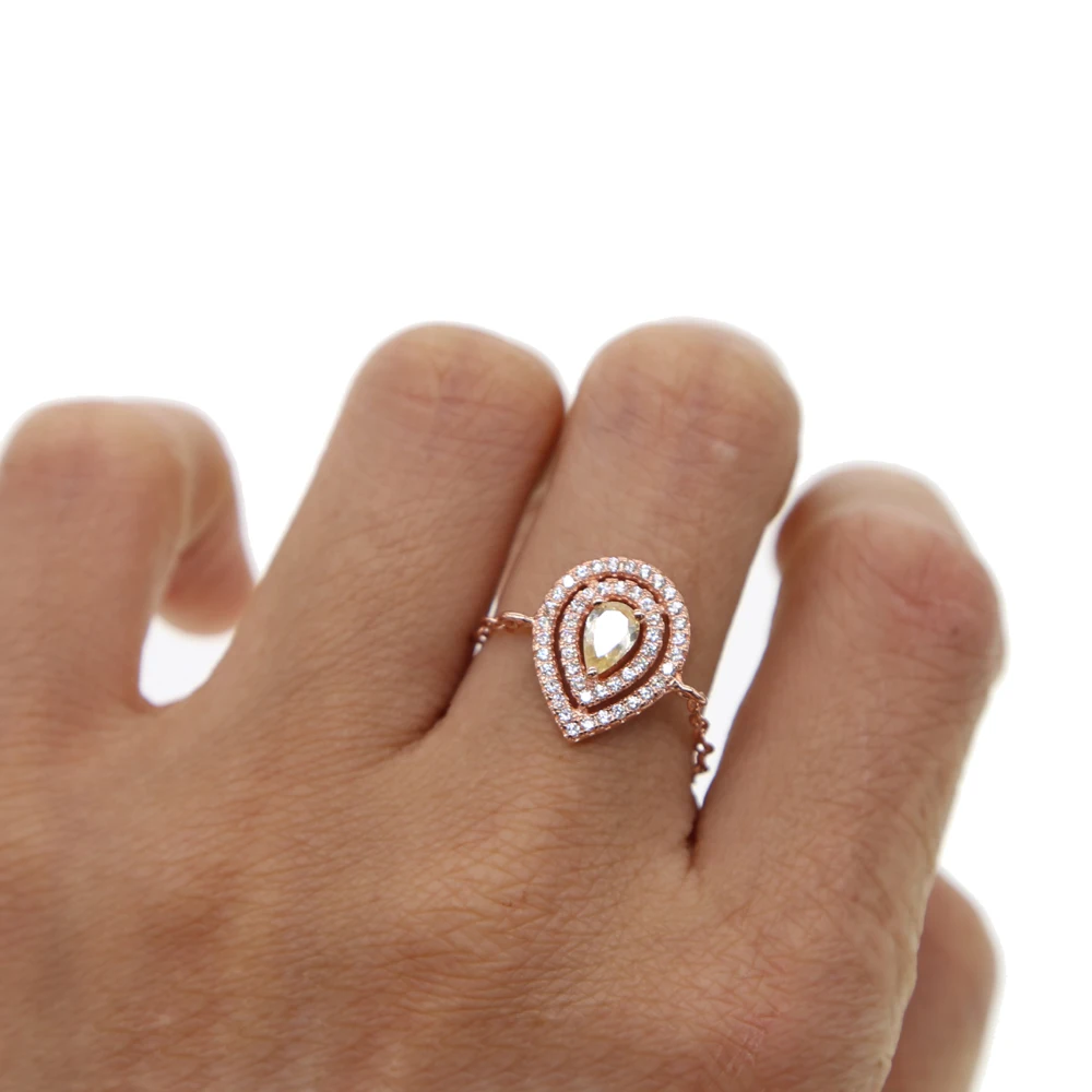 Красочные различные цвета Европейский США франч Горячая нежный слеза падение CZ Регулируемая цепочка очаровательное кольцо прекрасный модный дизайн