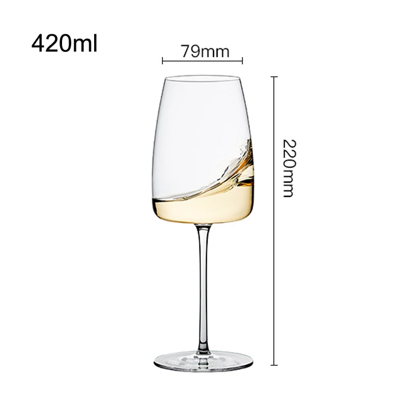 220x79mm 420ml Европейский бессвинцовый кристаллический стеклянный бокал для вина, бокал для красного вина, домашний белый бокал для вина, бокал для шампанского, сверкающий бокал для питья - Цвет: 220x79mm 420ml