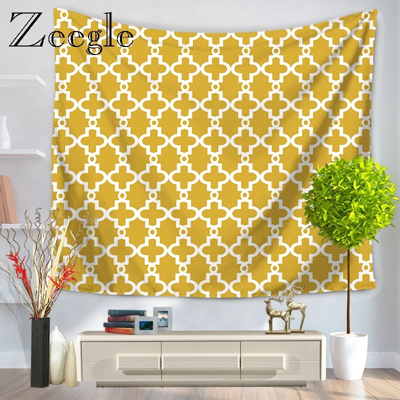 Zeegle геометрический узор гобелен в стиле бохо Винтаж настенный ковер полиэстер