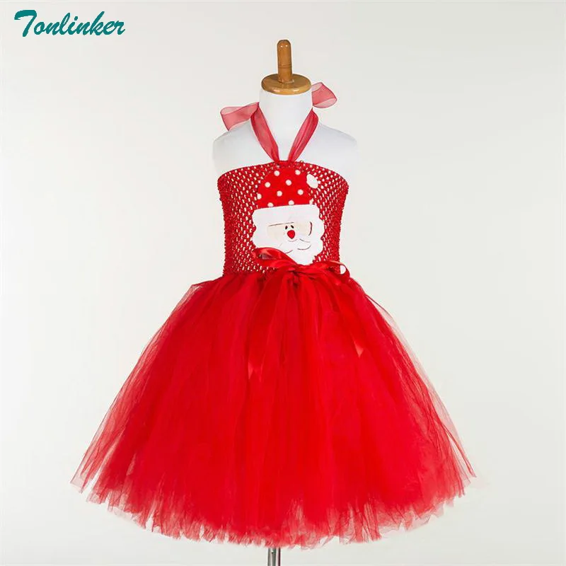 Girls Christmas Tutu Dress Kids Santa Bow Princess Costume New Year Red Mesh Costumes Halloween Birthday Party Dresses |