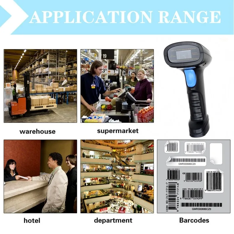Bluetooth беспроводной 1D лазерный сканер штрих кода для IOS Android Windows Высокоскоростной