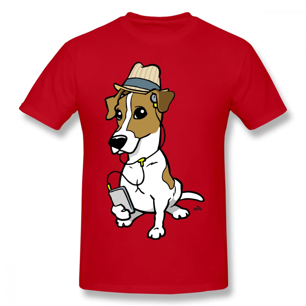 Cartoon Hipster Jack Russell Dog T-shirt For Men Plus Size 4XL Team Top | Мужская одежда