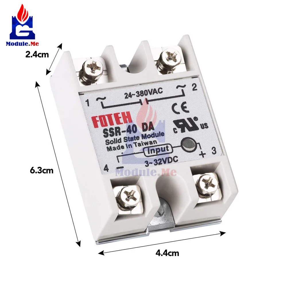 SSR-40DA 40A вход 3-32 В DC Выход 24-380 В AC твердотельный релейный модуль однофазный полупроводниковый Релейный Щит