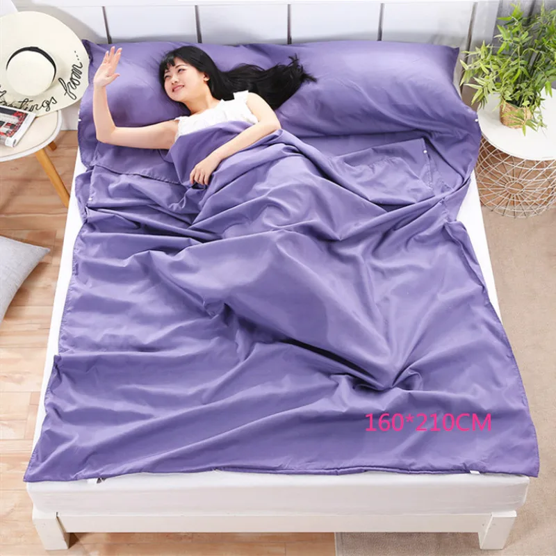 purple FEWIYONI Сверхлегкий Открытый спальный мешок 200*210 см походный альпинистский мешок вкладыш портативный складной дорожный мешок 3 цвета - Цвет: purple