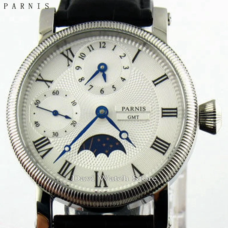 Мужские часы Parnis с белым циферблатом и ручным заводом размер 43 мм 6497|watch watch|watches