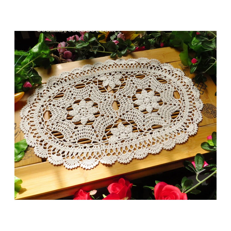 DIY вручную крючком Кружево Коврики на стол Сад Овальный Европейский Кухня