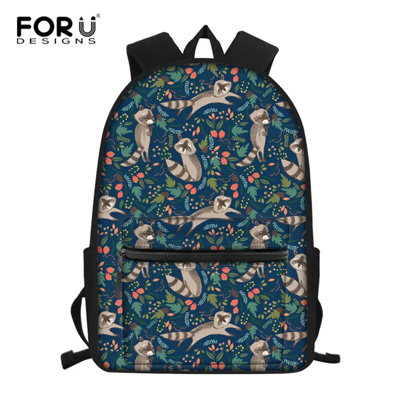 Рюкзаки для младшей и старшей школы FORUDESIGNS с енотом девочек сумки начальной