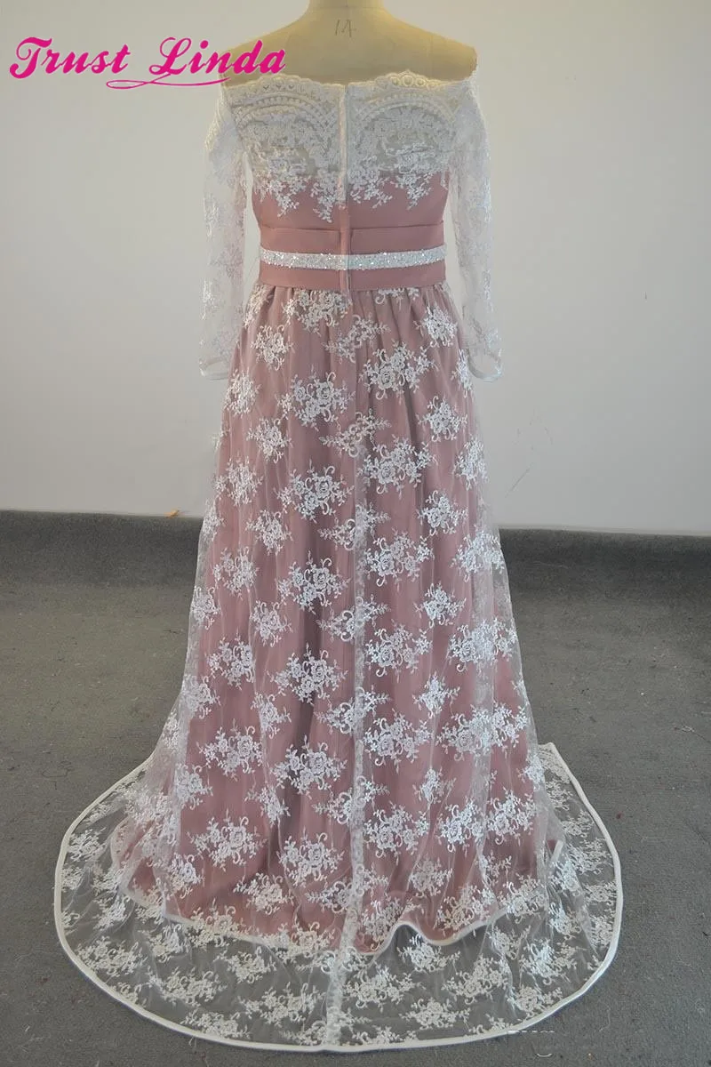 Elegant Boat Neck Lace Long Mother Dresses Three Quarter Sleeves Prom Gown for Wedding Party | Свадьбы и торжества