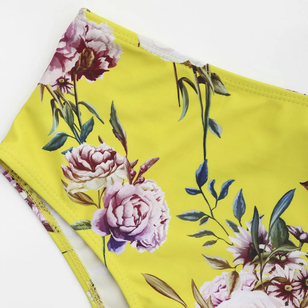 Женский купальник бикини ZAFUL с высокой талией цветочным узором на бретельках