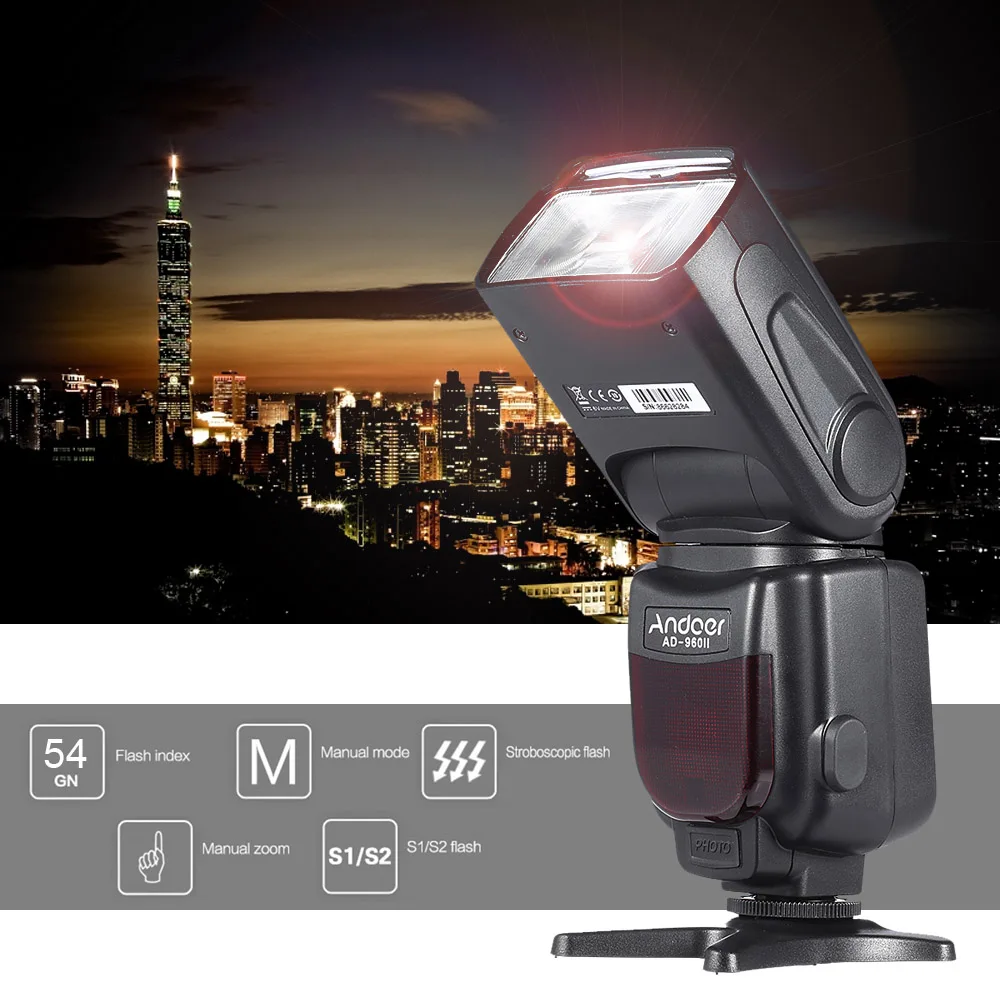 Вспышка Andoer для камеры Speedlite GN54 универсальная вссветильник с ЖК-дисплеем Nikon Canon