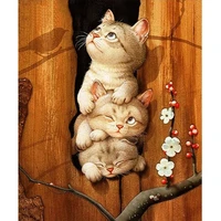 diamond painting a naughty three kitten mosaic diamond painting cross stitch embroidery home decorative creative gifts for kids