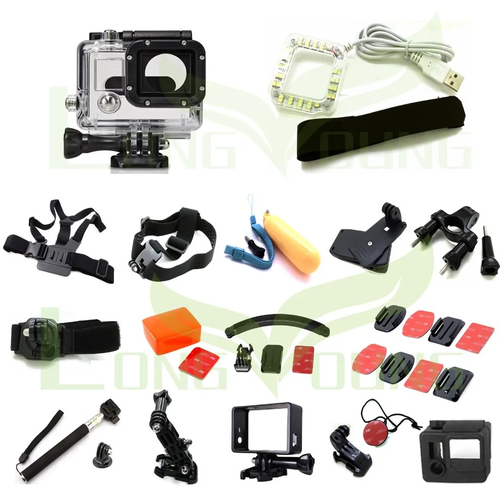 Цена Ms. L. Meilyadigital Go Pro Аксессуары для GoPro Hero 4 3 + 3 Sj6000 Sjcam Hd Cam монопод с плавающей головкой нагрудный водонепроницаемый чехол