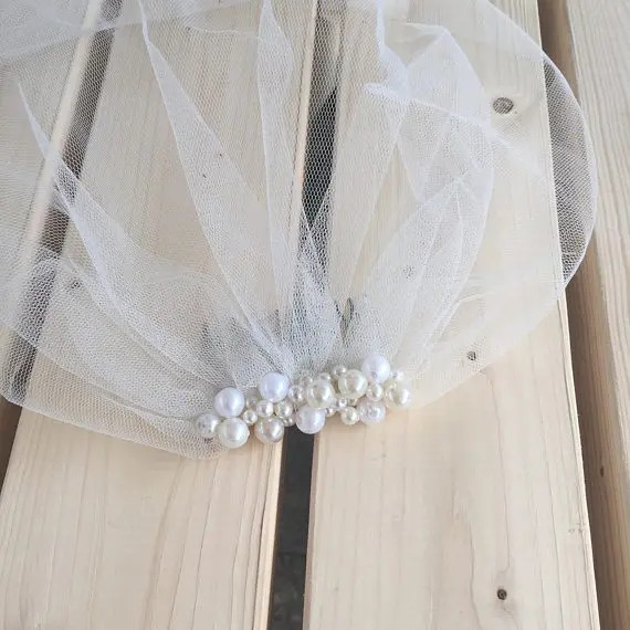 

Hand made cheap birdcage veil pearls wedding veil with comb short bride birdcage veils wedding