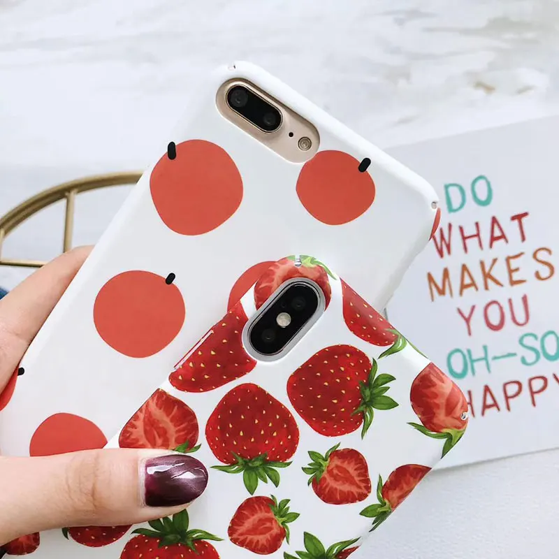 Boucho чехол s для iphone 6 6s 7 8 plus милый мультяшный фрукт клубника оранжевый жесткий