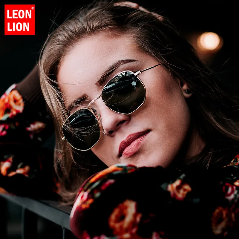 LeonLion сплав маленькие очки для лица винтажные зеркальные отражающие очки для мужчин классические металлические квадратные тонкие солнцезащитные очки для женщин