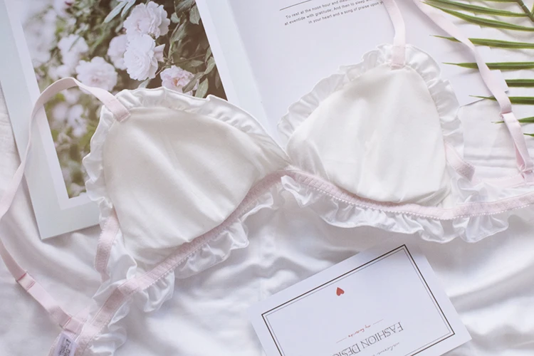 Весенний персиковый милый женский Комплект бюстгальтеров и трусиков мягкое