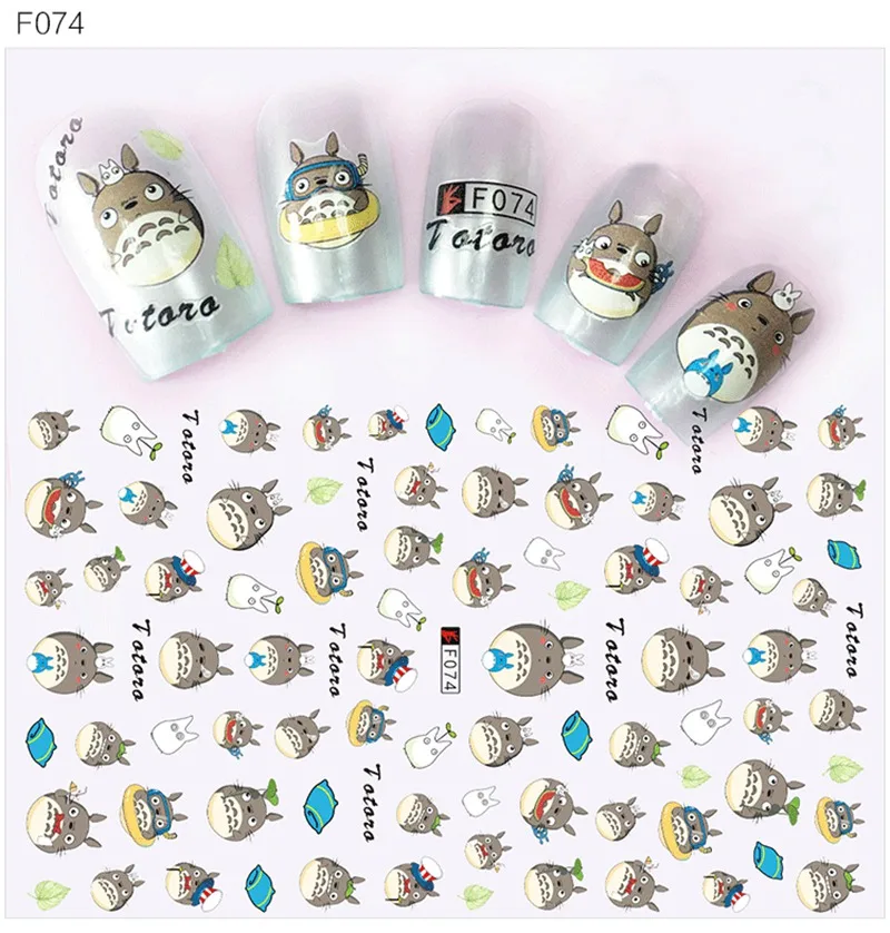 5 Sheets F074 5 листов в партии, самоклеящаяся наклейка для ногтей с персонажем мультфильма, наклейки для украшения ногтей, наклейки для маникюра, поддельные ногти, принадлежности, инструмент F - Цвет: 5 Sheets F074
